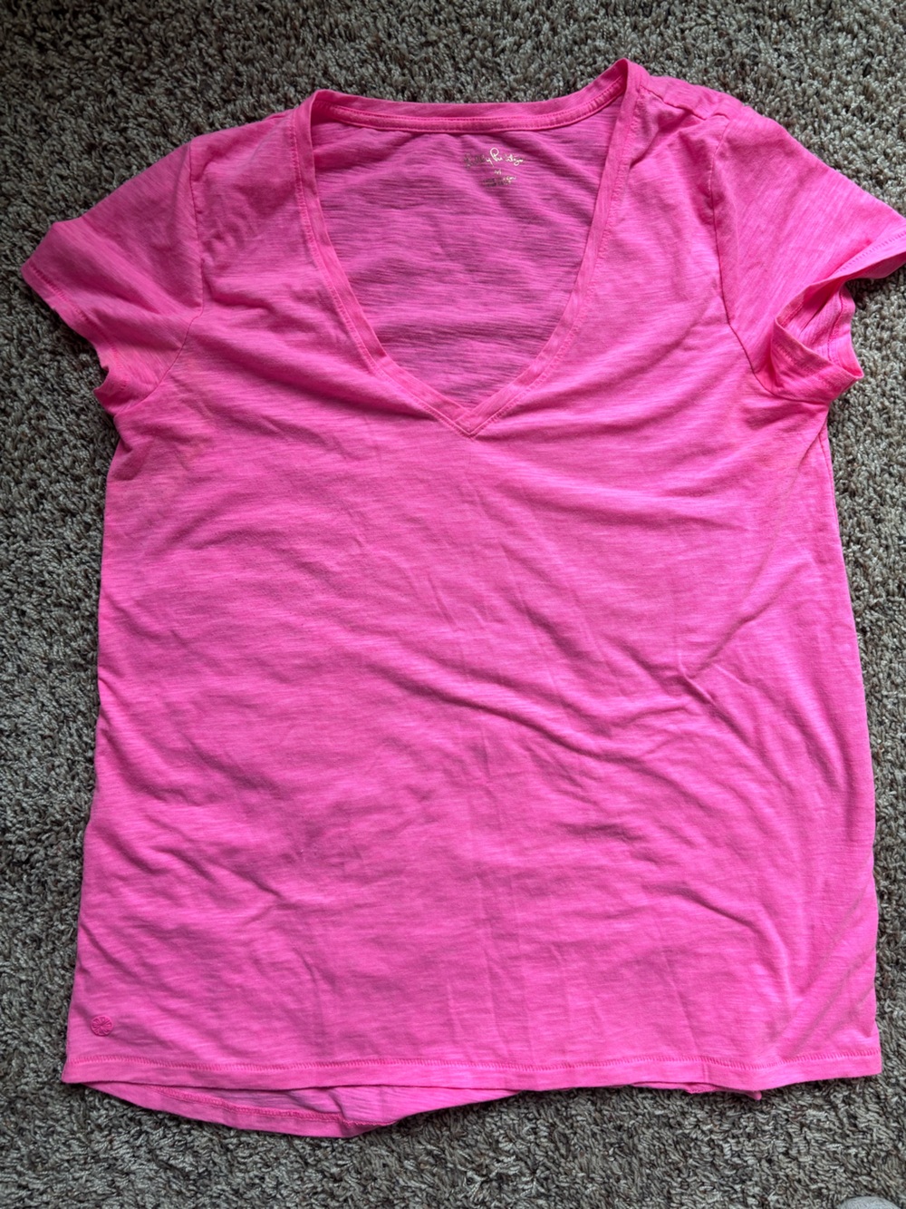 Lilly Pulitzer Pink V-Neck Short Sleeve Top
